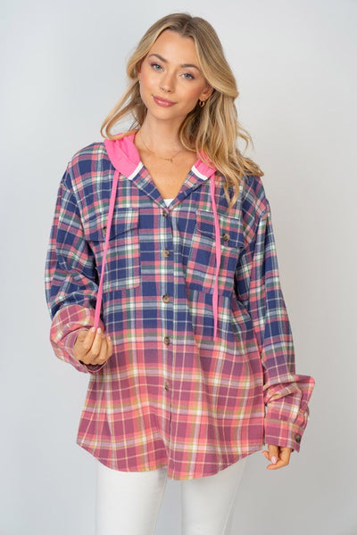 Spring Plaid Shacket with Hood
