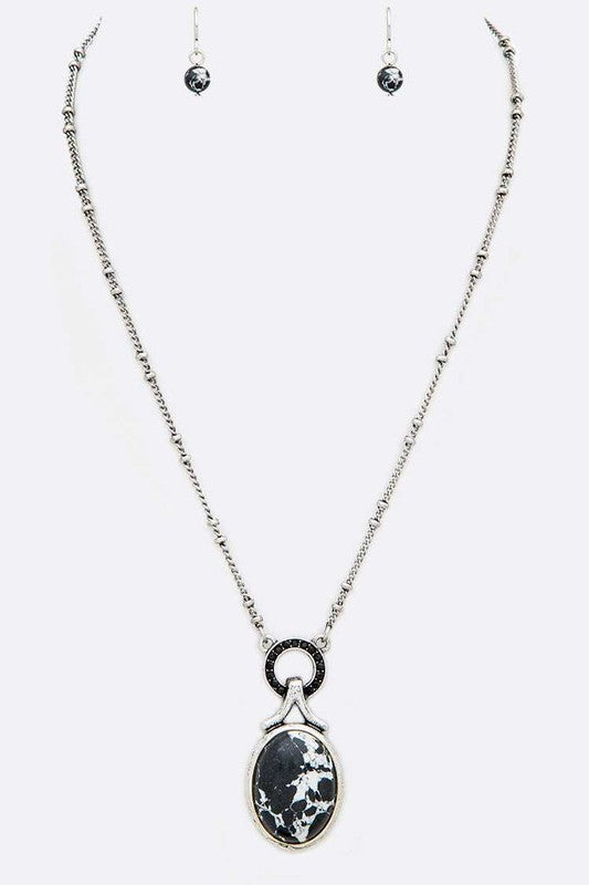 Stone Pendant Necklace Set