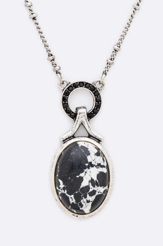 Stone Pendant Necklace Set