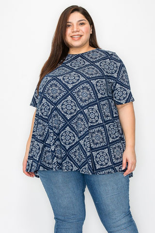 Navy Bandana Print Top