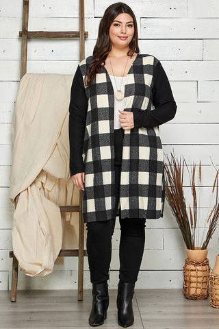 Ivory/Black Checkered Cardigan