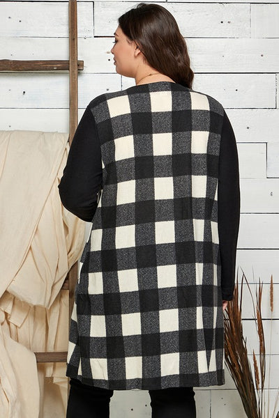 Ivory/Black Checkered Cardigan