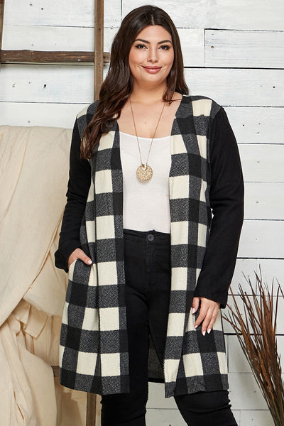 Ivory/Black Checkered Cardigan