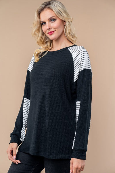 Black & White Stripe Contrast Top