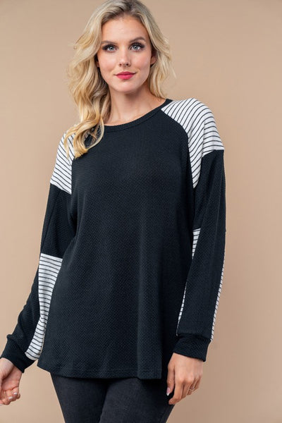 Black & White Stripe Contrast Top