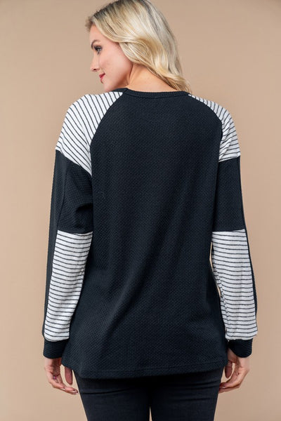 Black & White Stripe Contrast Top