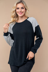 Black & White Stripe Contrast Top