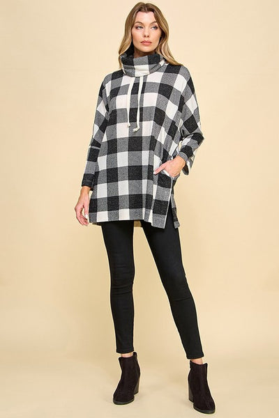 Plaid Turtleneck Pullover Top