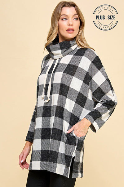 Plaid Turtleneck Pullover Top