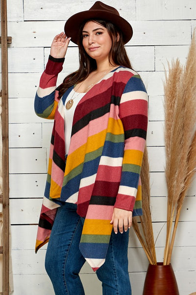 Multi Stripe Drape Cardigans