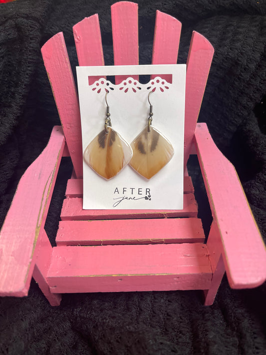 Pheasant Feather Square Earring