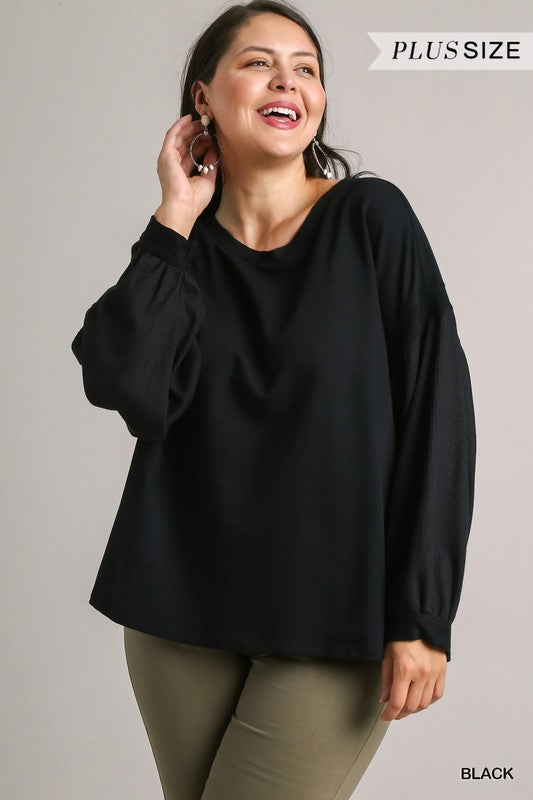 Black Drop Shoulder Top