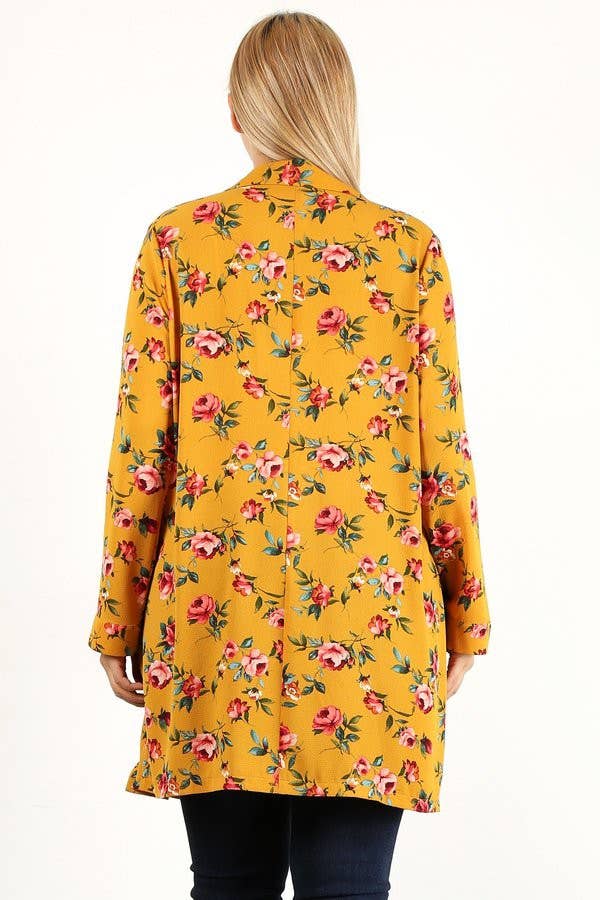 Floral Print Collared Cardigan