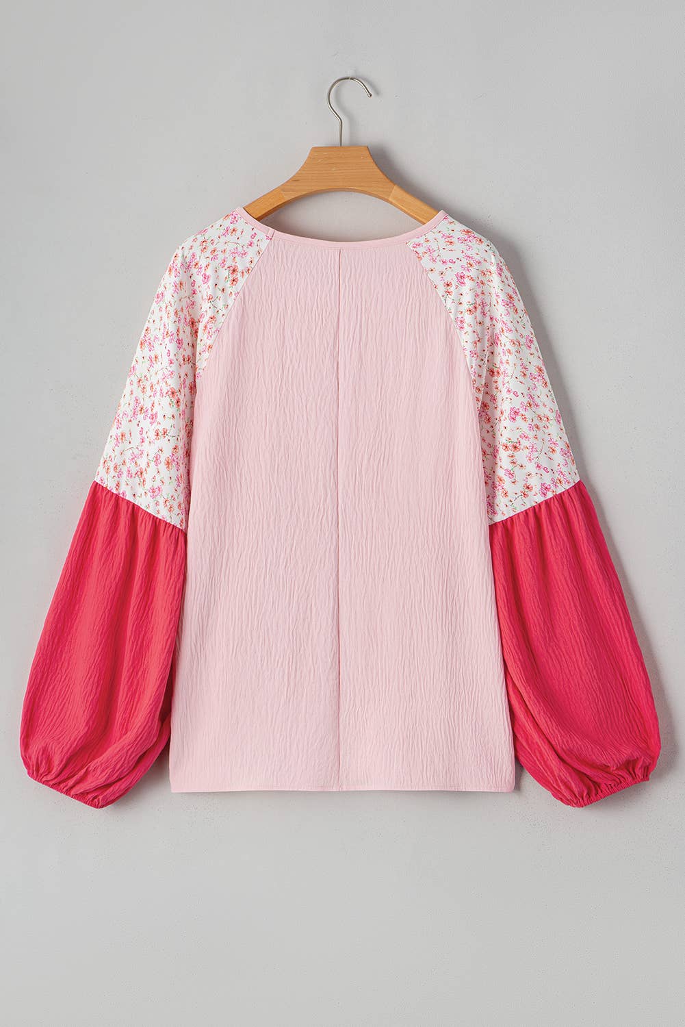 Contrast Floral Patchwork Long Sleeve Blouse