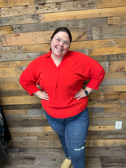 Red Tunic Blouse