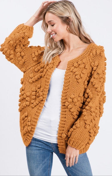 Chunky Knit Cardigan - Charcoal or Mustard