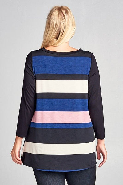 Mauve Stripe Top with Side Twist