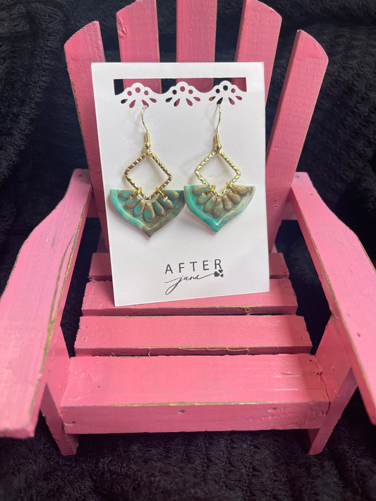 Green and Gold Goddess Earrings