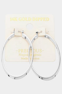 Gold Dipped Metal Oval Hoop Earrings