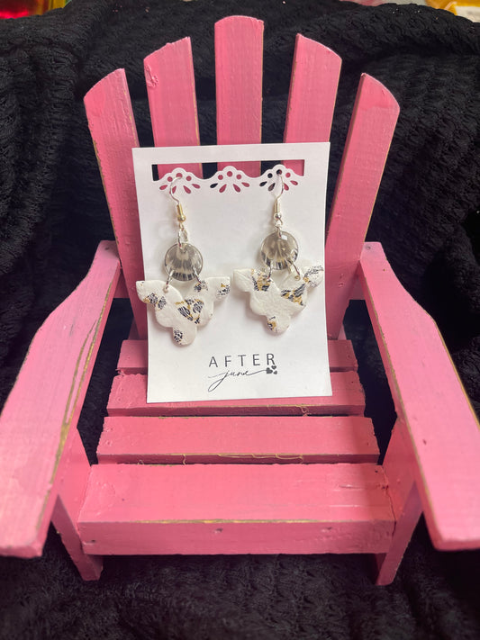 Pheasant Feather Scalloped Earrings