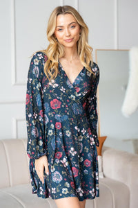 Navy Floral Dress with Shorts