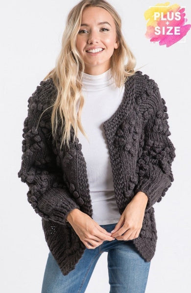 Chunky Knit Cardigan - Charcoal or Mustard