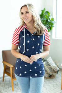 Stars and Stripes Henley Hoodie Top -