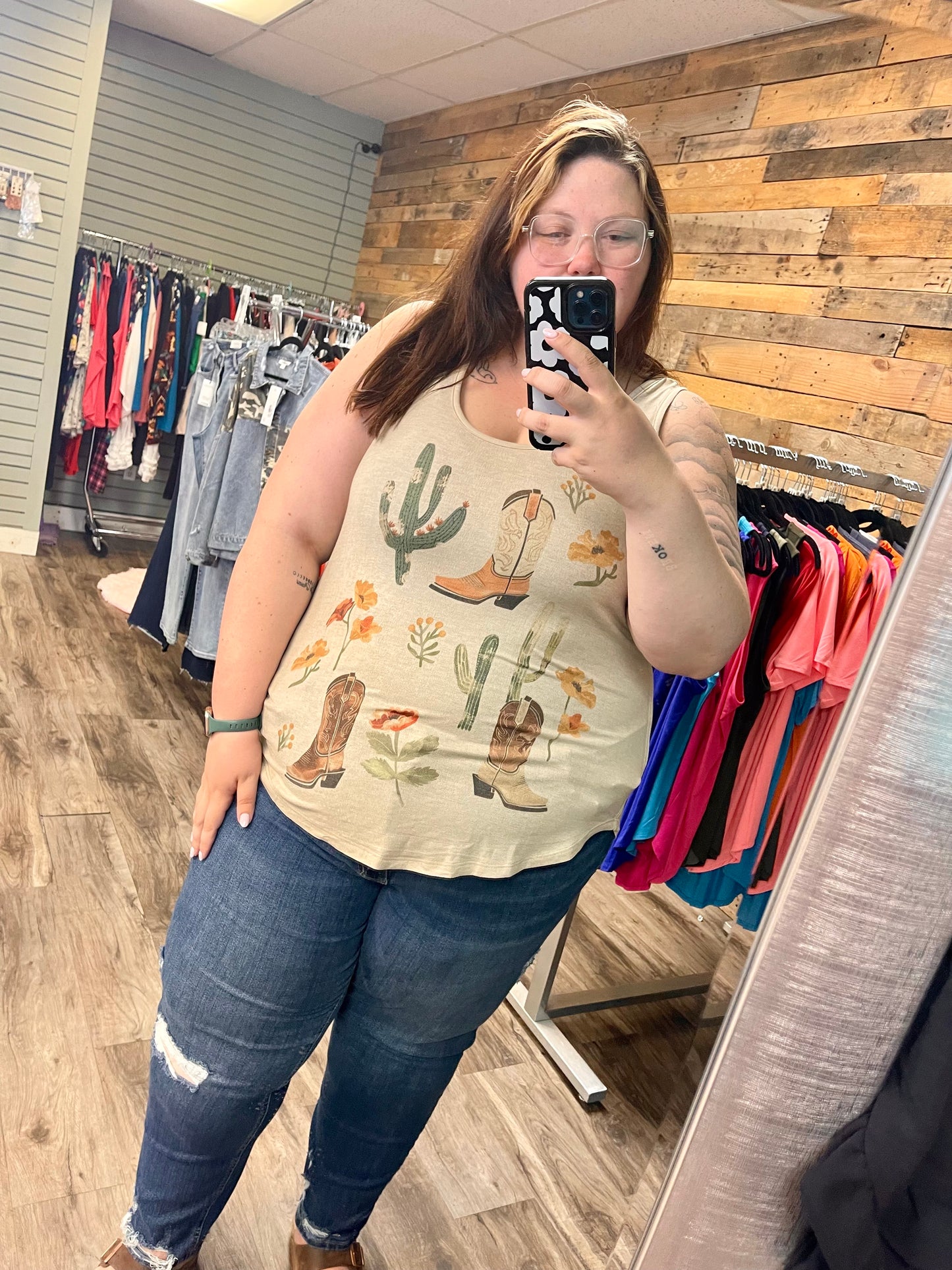 Western Print Tank Top