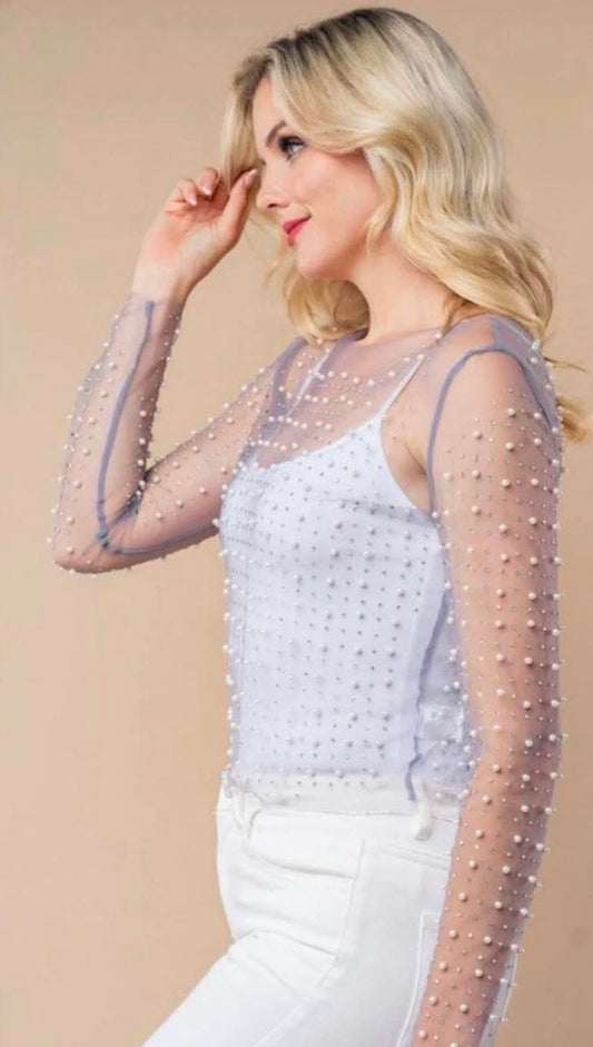 Pearl Mesh Long Sleeve