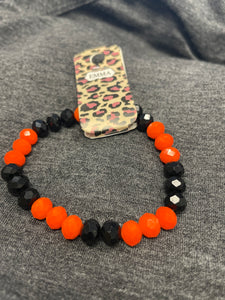 Orange & Black Crystal Bead Bracelet