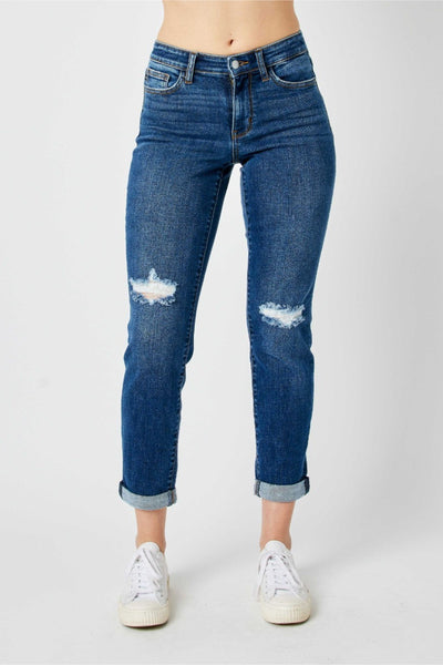 Mid-Rise Distressed Skinny Jean