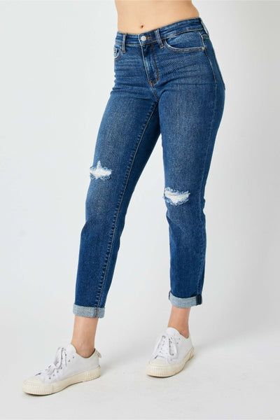 Mid-Rise Distressed Skinny Jean