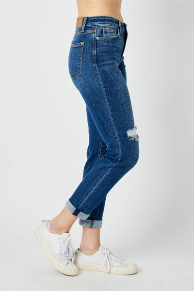 Mid-Rise Distressed Skinny Jean