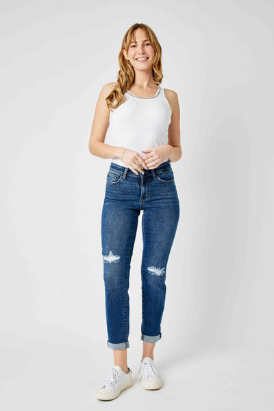 Mid-Rise Distressed Skinny Jean