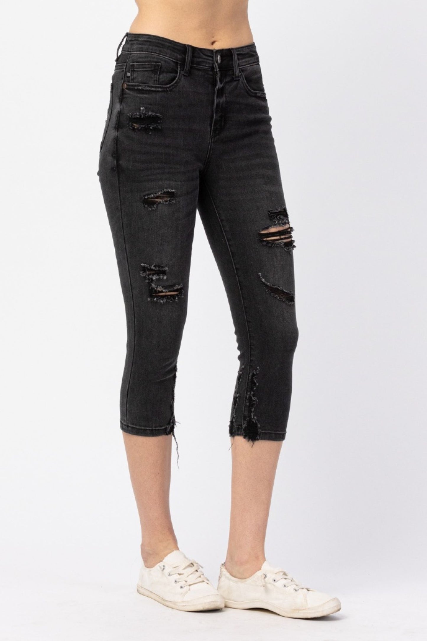 High Waisted Black Skinny Capri