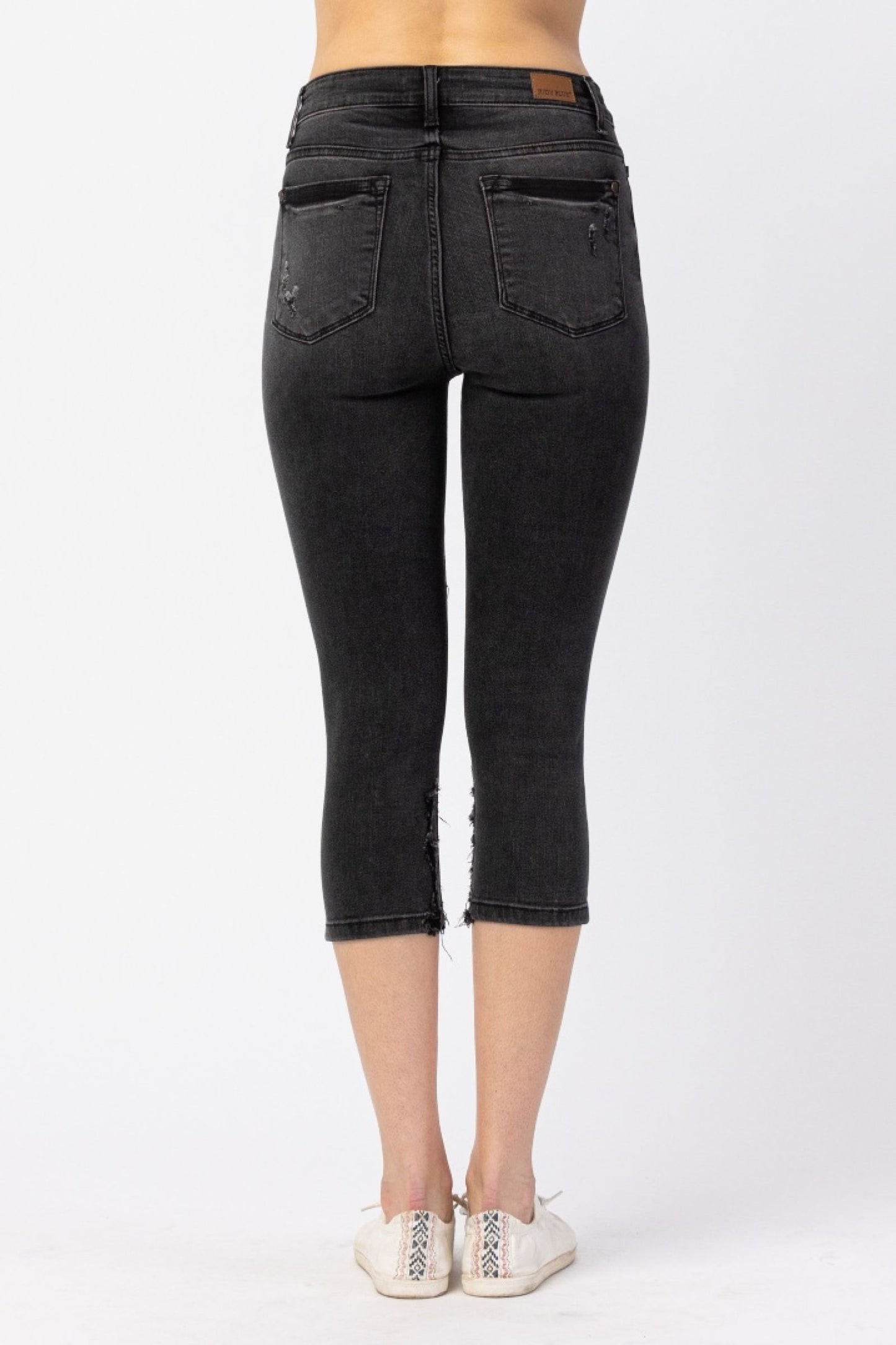 High Waisted Black Skinny Capri