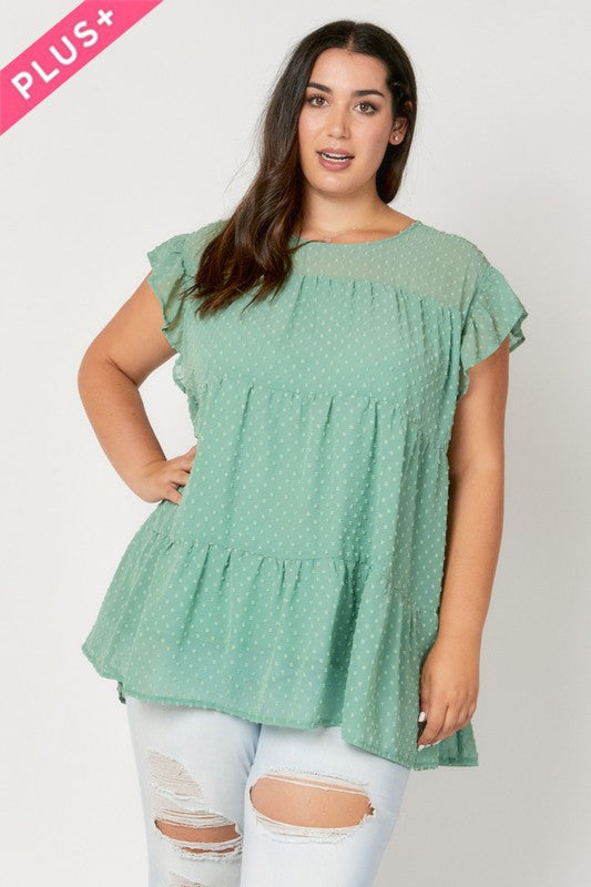 Swiss Dot, Ruffle Sleeve Top