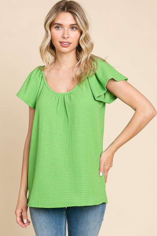 Aloe Green Scoop Neck Top