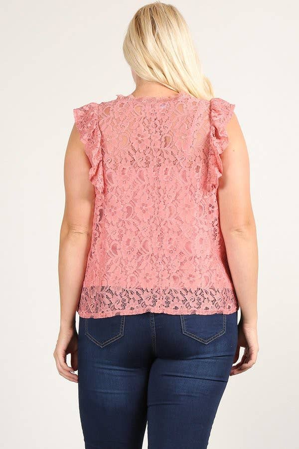 Lace Ruffle Trim Top