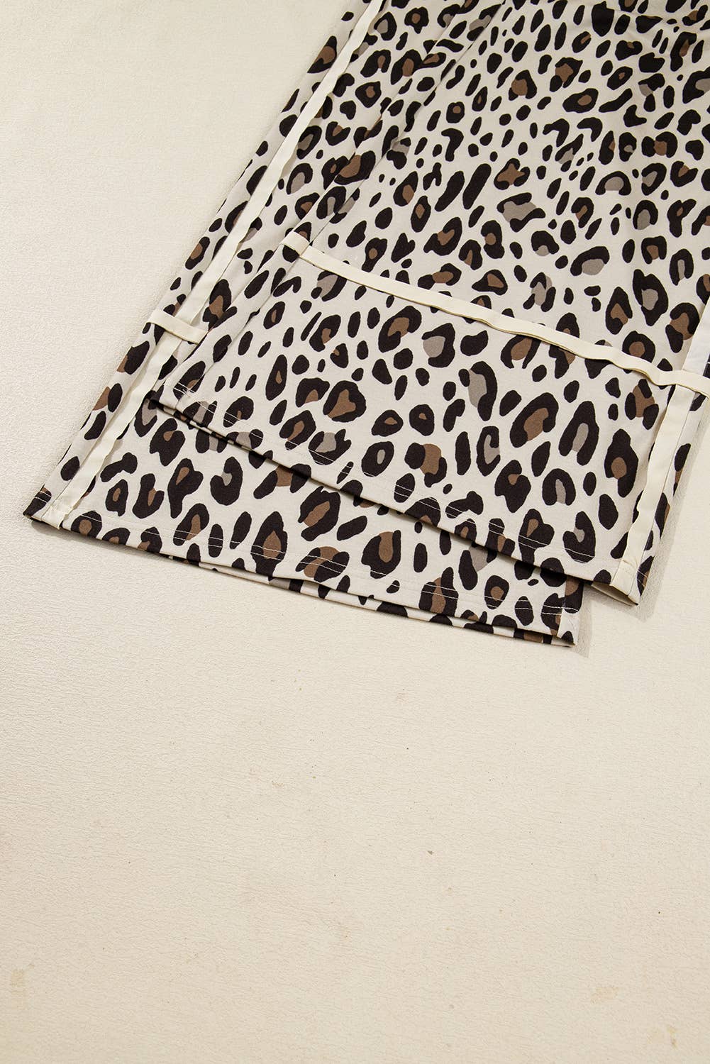 Khaki Leopard Wide Leg Cropped Pants