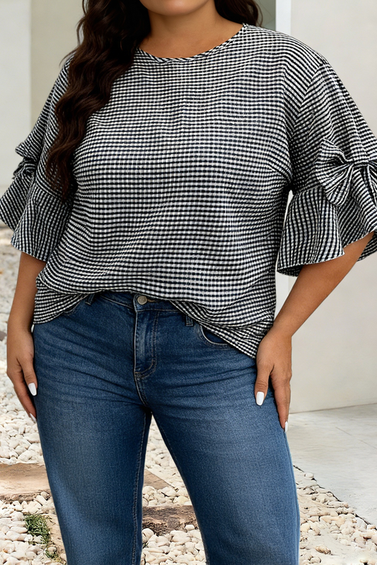 Gingham w/ Bow Sleeve