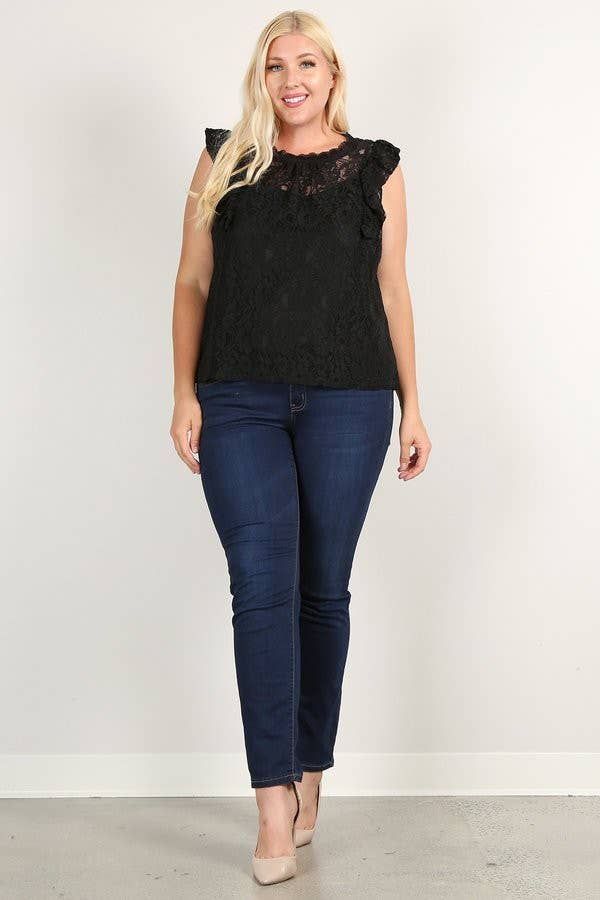 Lace Ruffle Trim Top