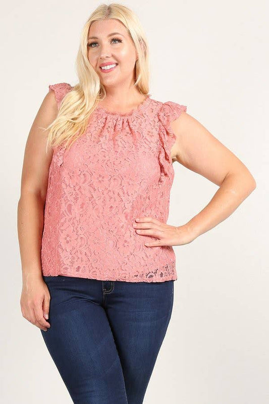 Lace Ruffle Trim Top