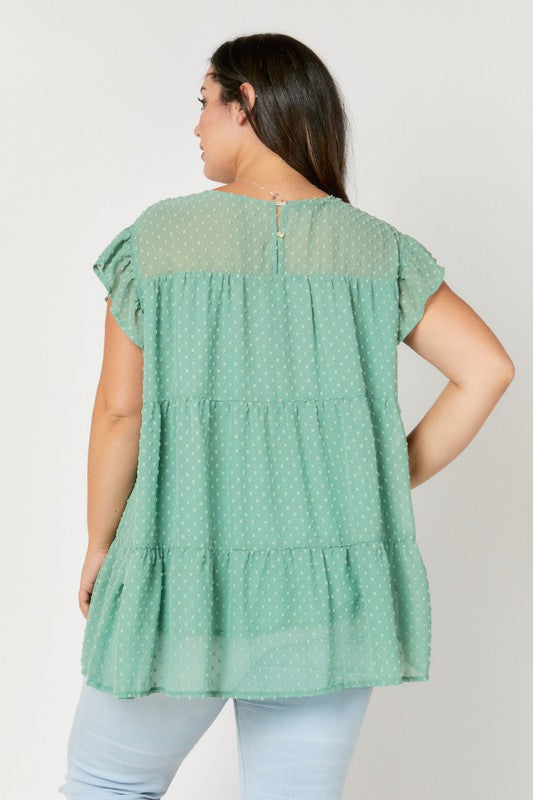 Swiss Dot, Ruffle Sleeve Top