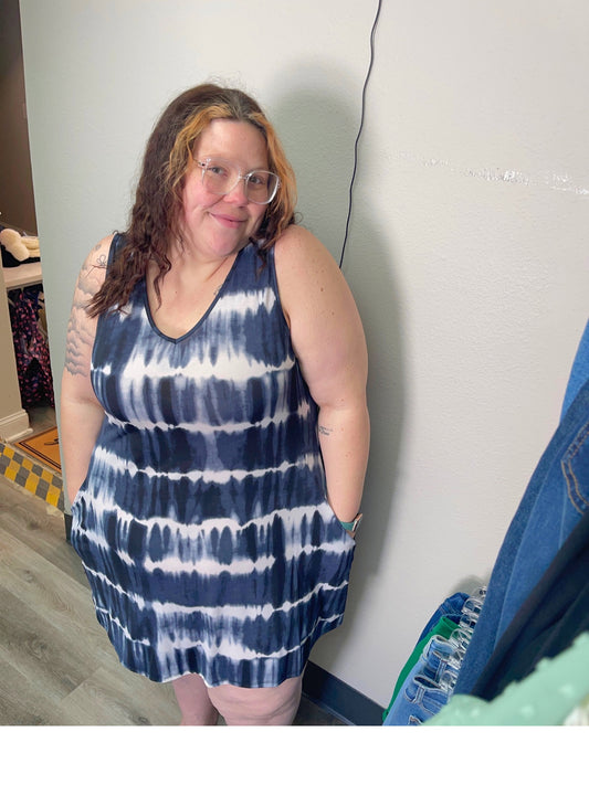 Navy Tie Dye Dress