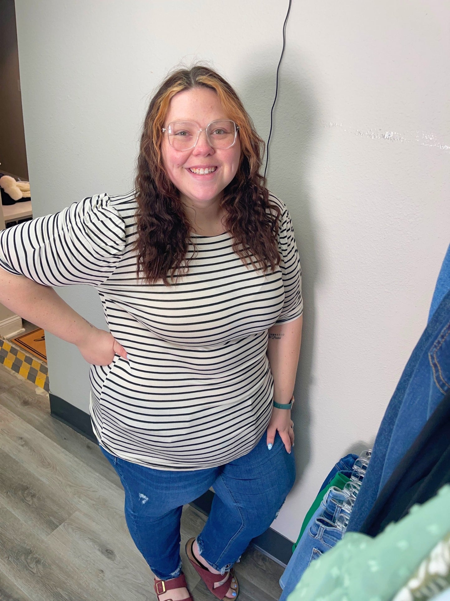 Black & Ivory Stripe Top