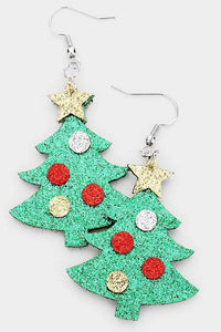 Glitter Christmas Tree Earings