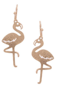 Brass flamingo drop earrings