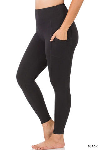 Wide Waistband Yoga Leggings with Pockets
