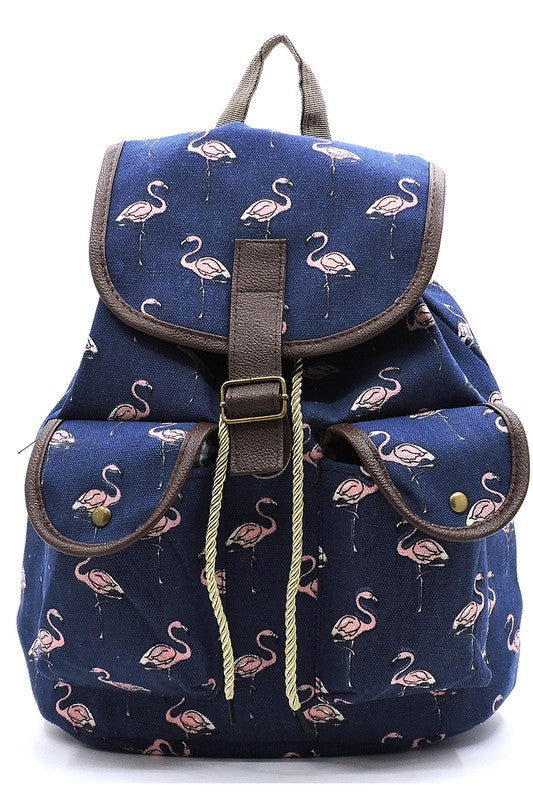 Flamingo Printed Backpack
